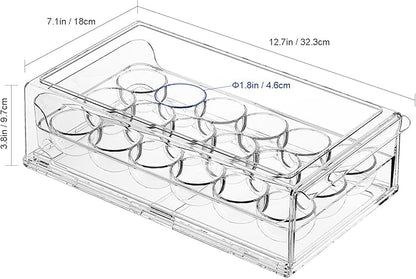 BPA Free Refrigerator Organizer Bins, Stackable Egg Holder, 18 Egg Tray - Image 4