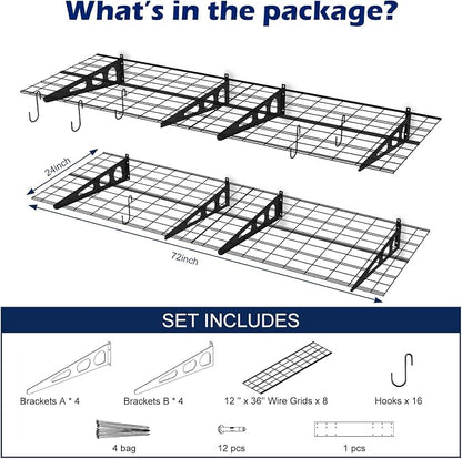 2 Pack 2x6 Ft Garage Wall Shelving, 1400 lbs Heavy Duty Metal Garage Shelf - Image 5
