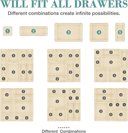 25 PCS Drawer Organizer Set, 5 Varied Size Bathroom and kitchen Drawer cabinet - Image 4