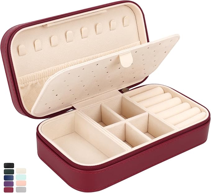 DesignSter Travel Jewelry Box, PU Leather Portable Jewelry Case, Small Jewelry by DesignSter