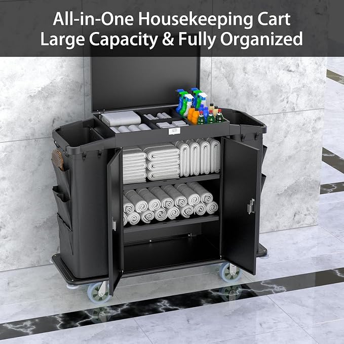 Heavy Duty Metal Housekeeping Janitorial Cart - Image 5