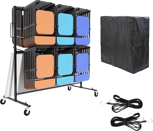 Folding Chair Rack with Wheels, Folding Chair Cart by HIMcup