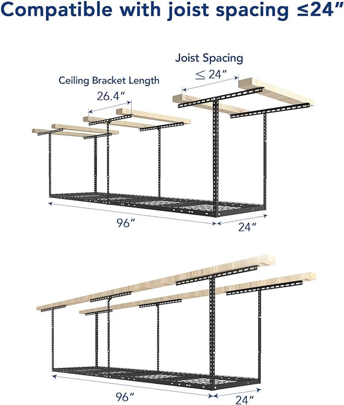 FLEXIMOUNTS 2x8 Garage Storage Rack, Adjustable Overhead Storage Organization - Image 2