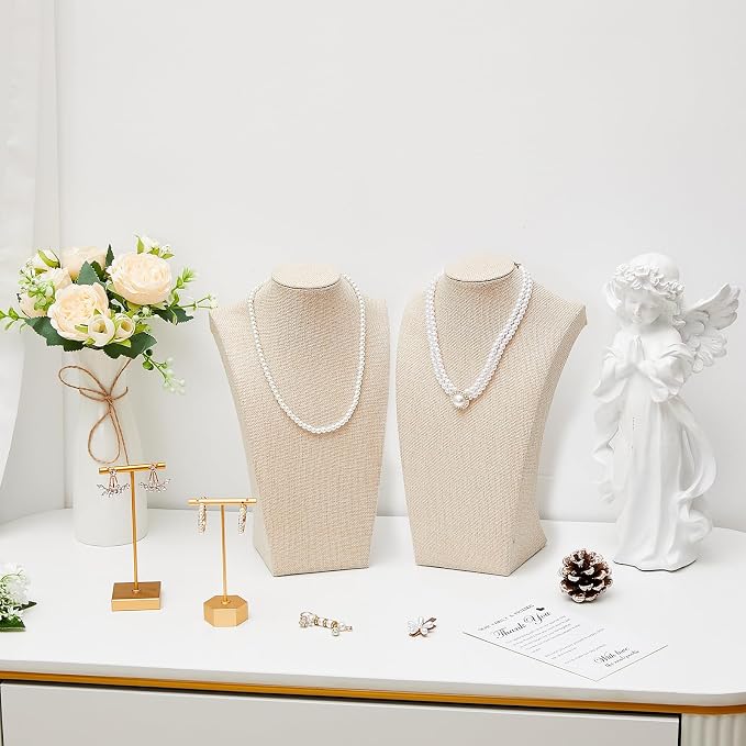 Kigley 6 Pcs Linen Necklace Display Bust Jewelry Holder Necklace Retail - Image 7