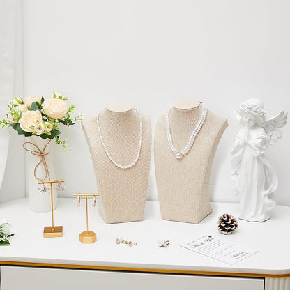 Kigley 6 Pcs Linen Necklace Display Bust Jewelry Holder Necklace Retail - Image 7