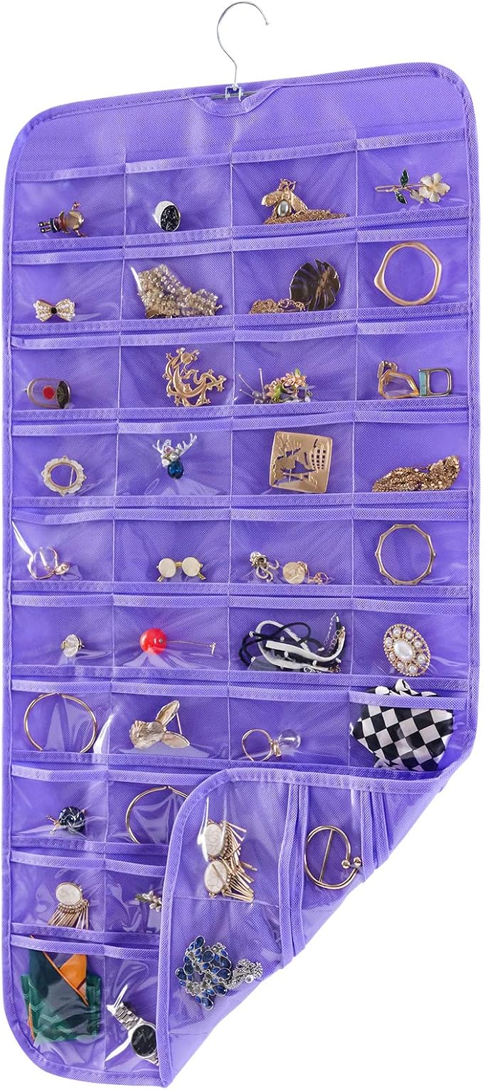Bloss Hanging Jewelry Organizer, 80 Pockets Dual Sides Wall Jewelry Organizer - Image 6