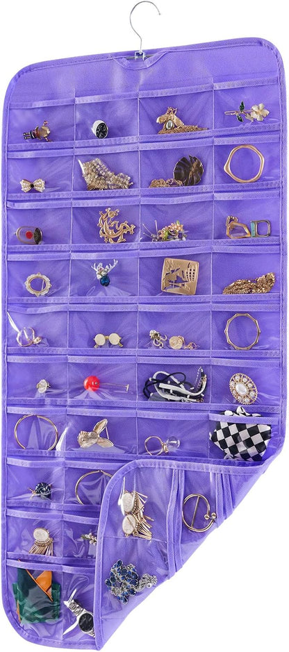 Bloss Hanging Jewelry Organizer, 80 Pockets Dual Sides Wall Jewelry Organizer - Image 6