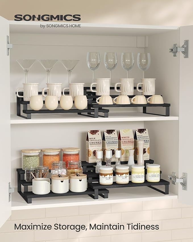 SONGMICS Display Risers, 3-Tier Cupcake Stand Holder, Spice Rack, Shelf Risers - Image 2
