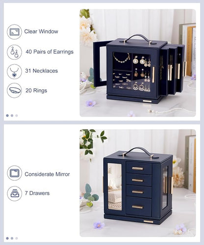 Homde Christmas Gifts Jewelry Box 360° Rotating, Necklace Earring Organizer - Image 4