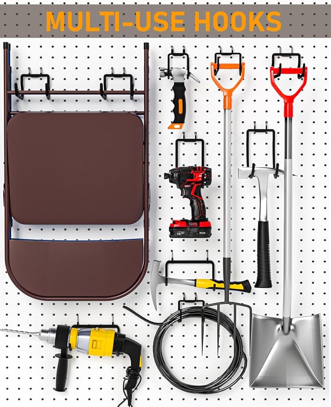 INCLY 36 Pack Heavy Duty Pegboard Hooks, 1/4" Pegboard Drill Holder Tool - Image 5