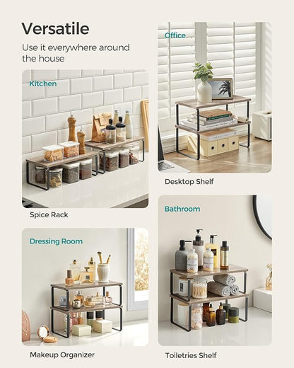 SONGMICS Cabinet Organizer Shelf, Kitchen Storage, Spice Rack, Expandable - Image 4