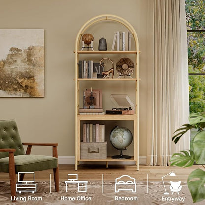 BREEZEHEAT 4-Tier Arched Bookshelf, Floor Standing Open Display Storage Shelf - Image 5