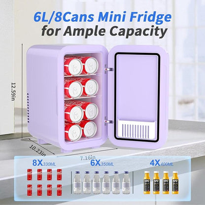 Mini Fridge, 6 Liter/8 Can 110V AC/DC Portable Thermoelectric Cooler - Image 2