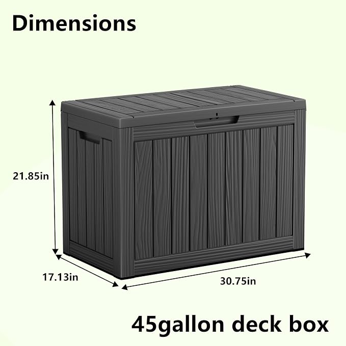 45 Gallon Deck Box, Resin Outdoor Storage Box - Image 2