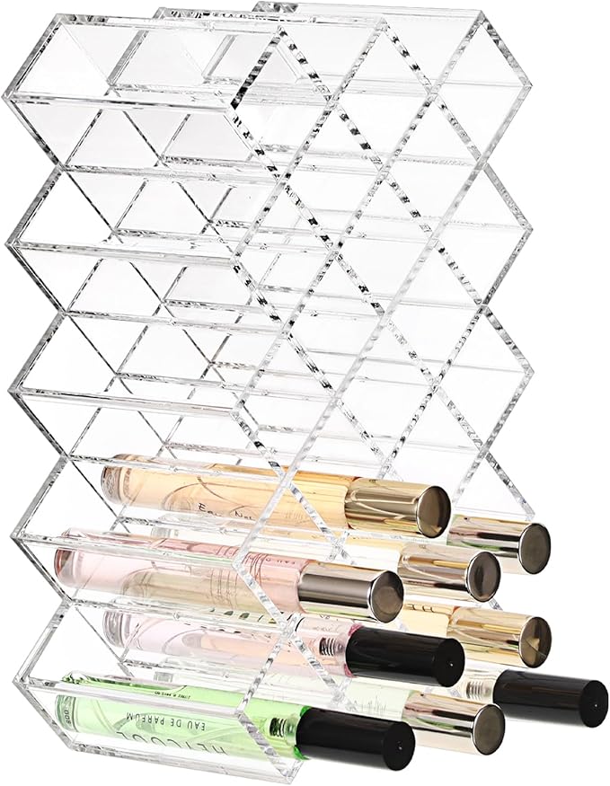 ELLDOO Rollerball Perfume Organizer, 23 Spaces Clear Acrylic Perfume Storage by ELLDOO