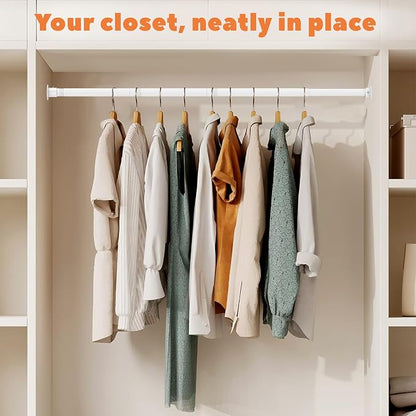 Closet Rod 17-39 Inches, Adjustable Heavy Duty Metal White Closet Rods - Image 7