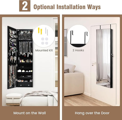 HAPPYGRILL Over the Door Jewelry Organizer, Hanging Jewelry Storage Cabinet - Image 3