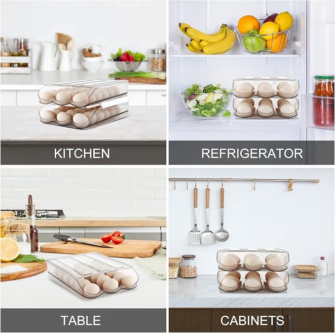 Egg Holder for Fridge, Automatically Rolling Egg Storage Container for - Image 6