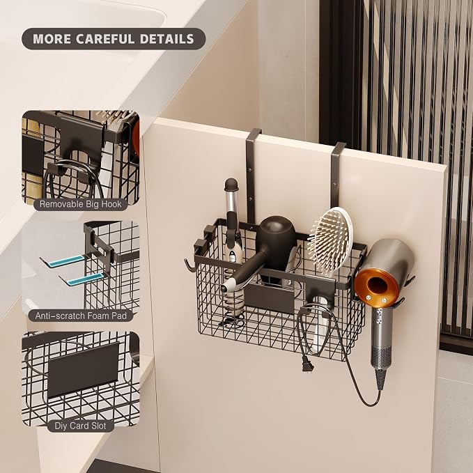 2 Pack Hair Tool Organizer, Adhesive Hair Dryer Holder Cabinet Door/Wall - Image 4
