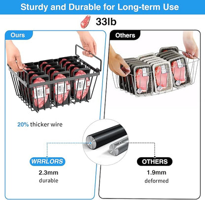Freezer Organizers bins with Folding Handles，4 Pack Stackable Upright Freezer - Image 6