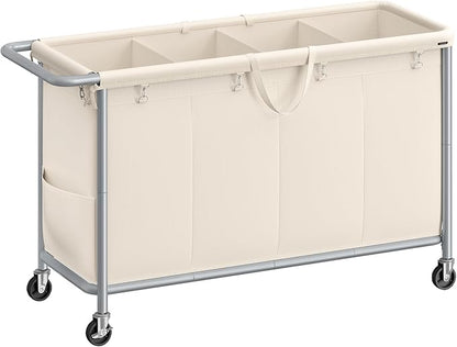 SONGMICS Laundry Basket with Wheels, 4-Section Rolling Laundry Hamper, 68.6 by SONGMICSbySONGMICSHOME