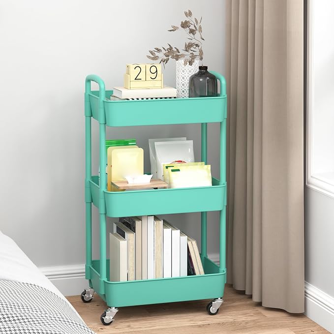 Sywhitta 3-Tier Plastic Rolling Utility Cart - Image 3