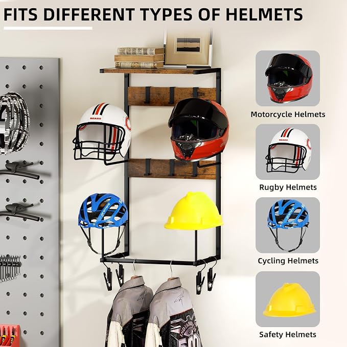 Urban Deco Motorcycle Helmet Holder Wall Mount, Helmet Rack - Image 3