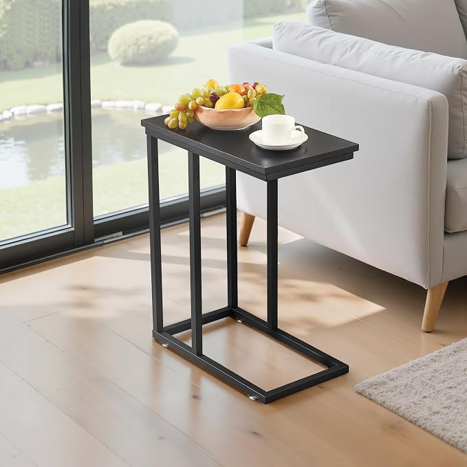 VECELO C Shaped End Side Table for Sofa Couch and Bed Snack TV Tray for Living - Image 7