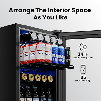 Yeego Beverage Refrigerator Cooler, 85 Cans Drink Mini Fridge - Image 3