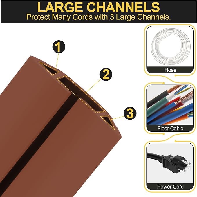 MYFAMIREA 10FT Floor Cord Cover Heavy Duty Cable Cover Protector 3 Channels - Image 3