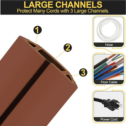 MYFAMIREA 10FT Floor Cord Cover Heavy Duty Cable Cover Protector 3 Channels - Image 3