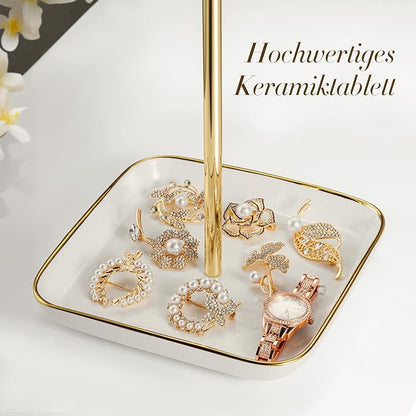 Jewelry Holder Stand with Ceramic Base: 12" Tall Necklace Organizer Rack - Image 3