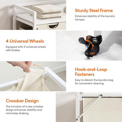 Lifewit Laundry Hamper 4 Section, 168L Pull out Laundry Clothes Basket Organizer - Image 4
