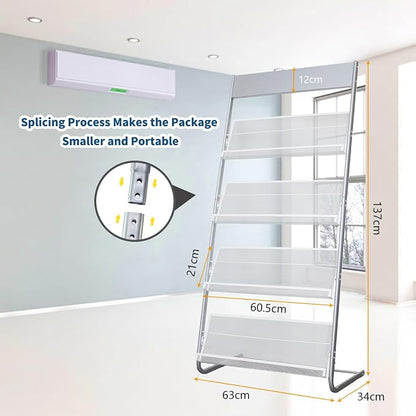 Floor Standing Magazine Rack, 4 Tier Document Display Rack, Suitable - Image 2
