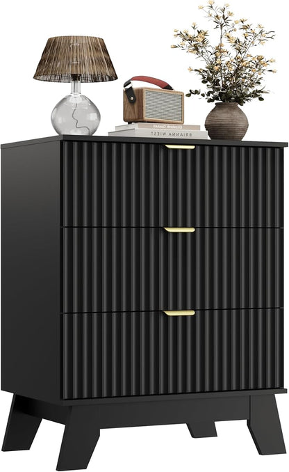 Night Stand Set 2, Bedside Table & End Table, Mid Century Modern Fluted Wood - Image 9
