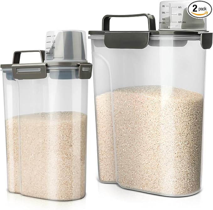Rice Storage Container, 5 to 10lb Dry Food Airtight Dispenser, Pet Dog Cat Food by Viretec