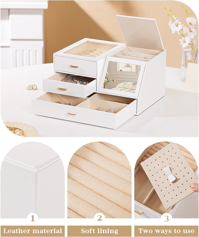 Homde Women Mirror Jewelry Box: Organizer Case - Image 6