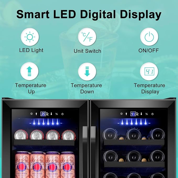 30 Inch Wine and Beverage Refrigerator, Upgrade Dual Zone Wine Cooler - Image 4