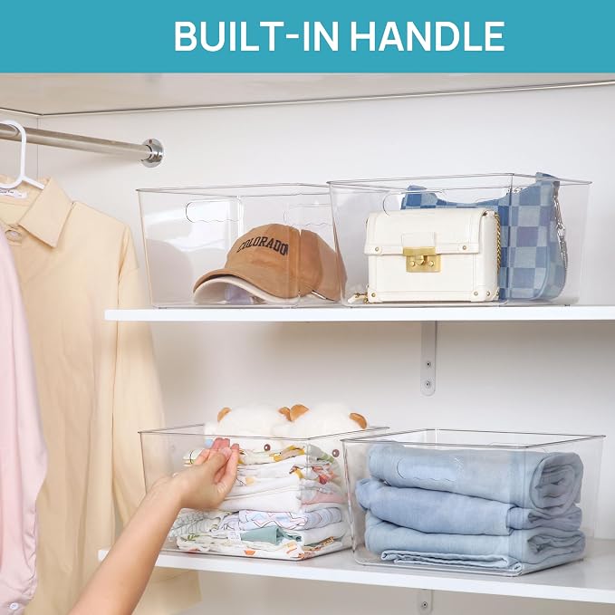 Vtopmart 8 Pack Extra Large Clear Plastic Storage Bins, 11x11 Cube Acrylic - Image 4