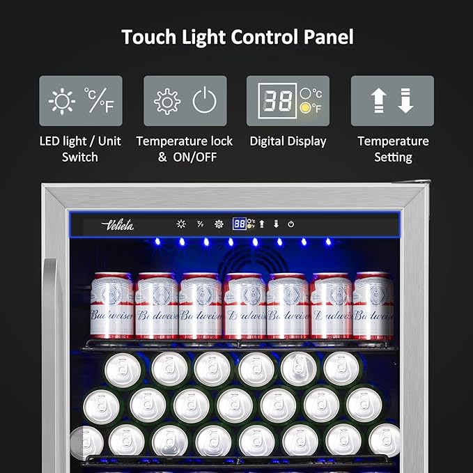24 Inch Beverage Refrigerator Cooler, 210 Cans Wide Beverage and Beer Fridge - Image 3