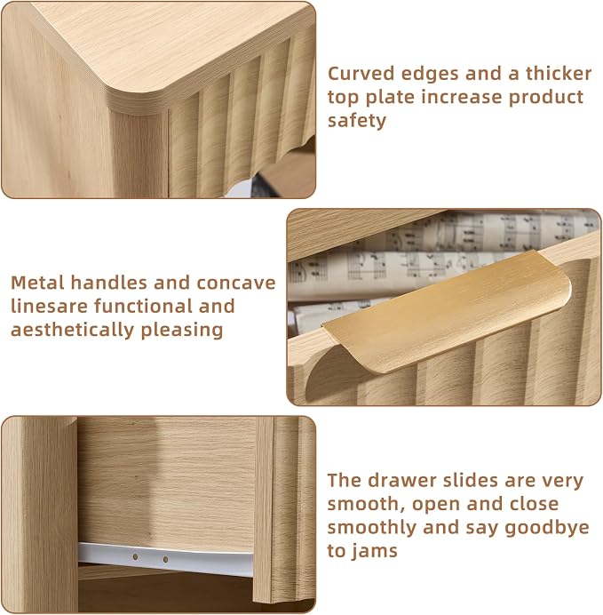 LEYAOYAO 31" Wide Fluted Nightstand - Image 6