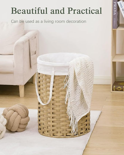 Laundry Hamper Laundry Basket Round 19.0 Gal Handwoven Rattan Hamper, Large - Image 8