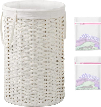 34.3 Gal Large Laundry Hamper Laundry Basket Round Handwoven Wicker Laundry by SETVSON