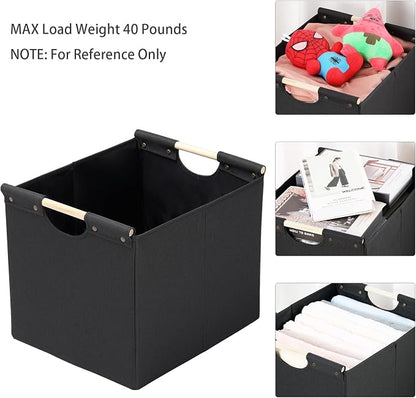 HOONEX Large Collapsible Storage Bins, Linen Fabric, Storage Baskets - Image 2