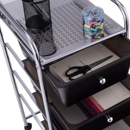 Giantex 4 Drawers Cart Storage Bin Organizer Rolling Storage Cart Metal Frame - Image 6