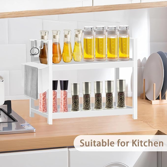 Bathroom Organizer with Basket & Hooks, 2 Tier Bathroom Organizers and Storage - Image 7