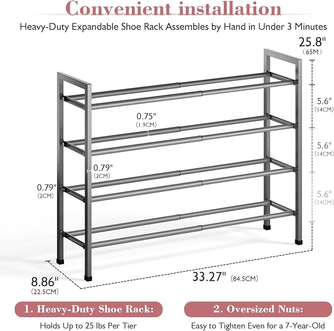Bumusty 4-Tier Expandable Shoe Rack - Image 3