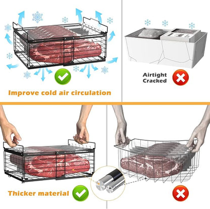 NADAMOO Freezer Organizer Bins, 2 Packs Large Expandable Stackable Chest - Image 4