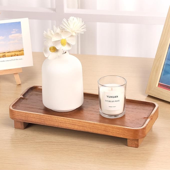 Wood Riser Small Decorative Tray Sink Soap Dish, Vanity Tray Pedestal Stand 10 - Image 4