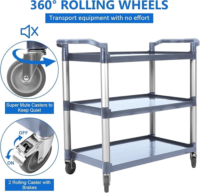 3-Tier Plastic Service Utility Cart - Image 2